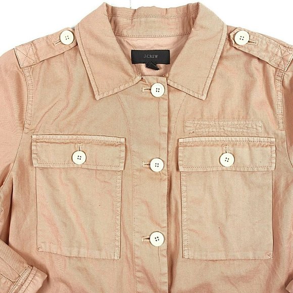 J.Crew Rose Pink 100% Cotton Light Button Up Jacket Pockets Women Size S - Picture 2 of 4